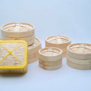 Multi-Size Natural Bamboo Steamer Basket Set for Dim Sum, Veggies & Fish