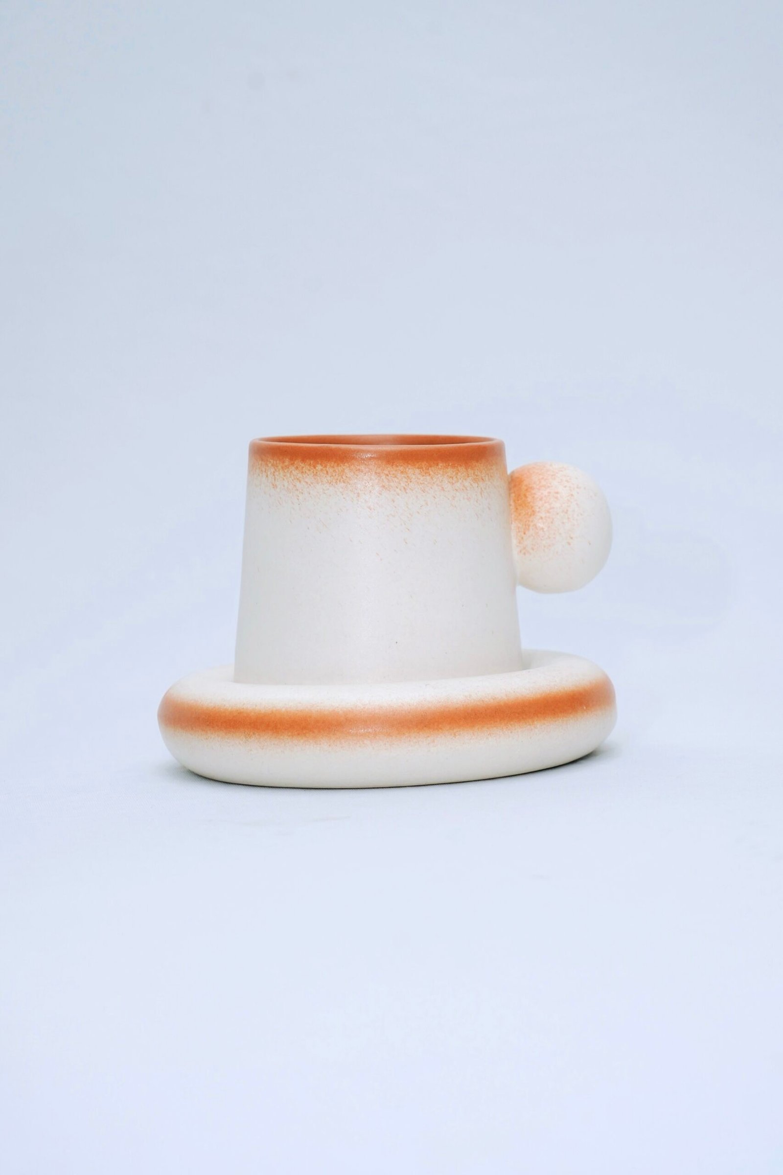Modern Minimalist Ceramic Espresso Set with Sphere Handle and Ombré Detail