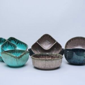 Artisanal Drip Glaze Ceramic Serving Bowls | Mid-Century Modern Inspired Collection