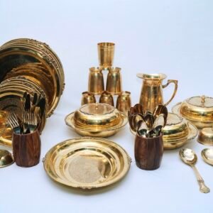 Complete Luxury Brass/Gold-Plated Dinner Set - Traditional Formal Tableware Collection