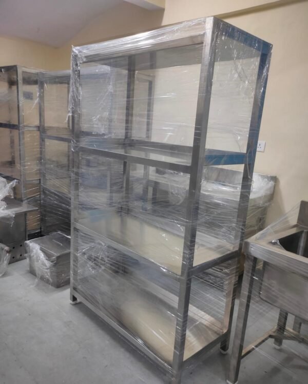 Heavy-Duty Four-Tier Stainless Steel Commercial Storage Rack