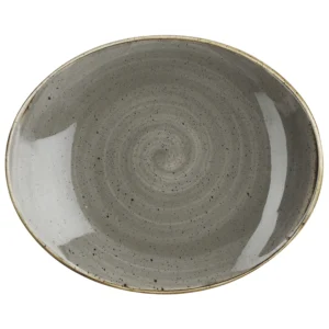 Plate Stonecast Peppercorn Oval Coupe – Rustic Hand-Finished Slicer