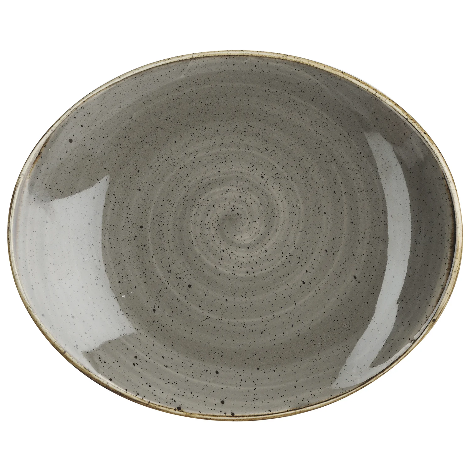 Plate Stonecast Peppercorn Oval Coupe – Rustic Hand-Finished Slicer